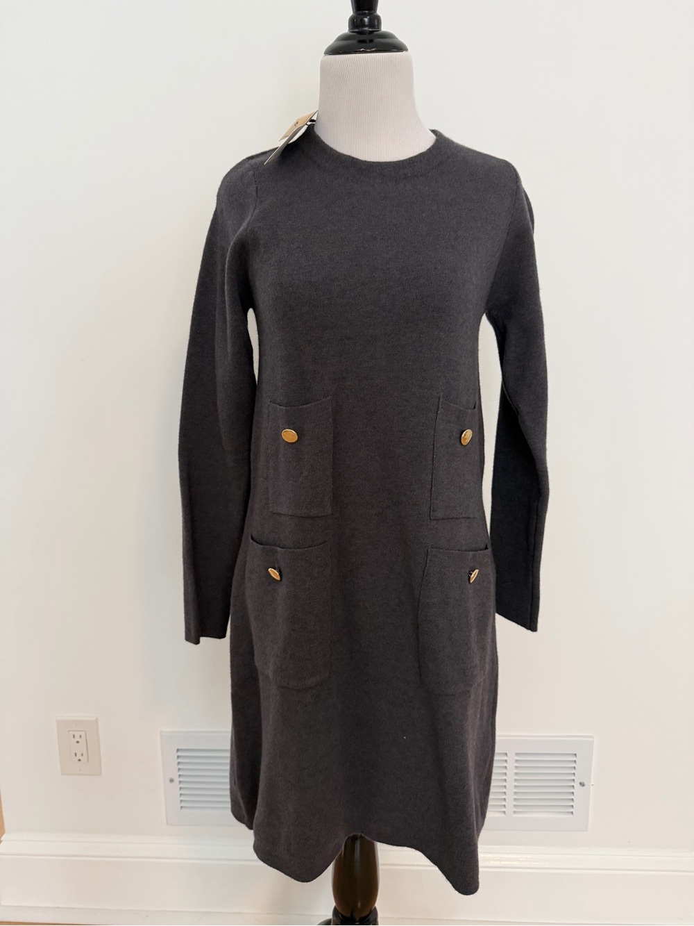 Women's Dark Gray Pocket Knit Dress